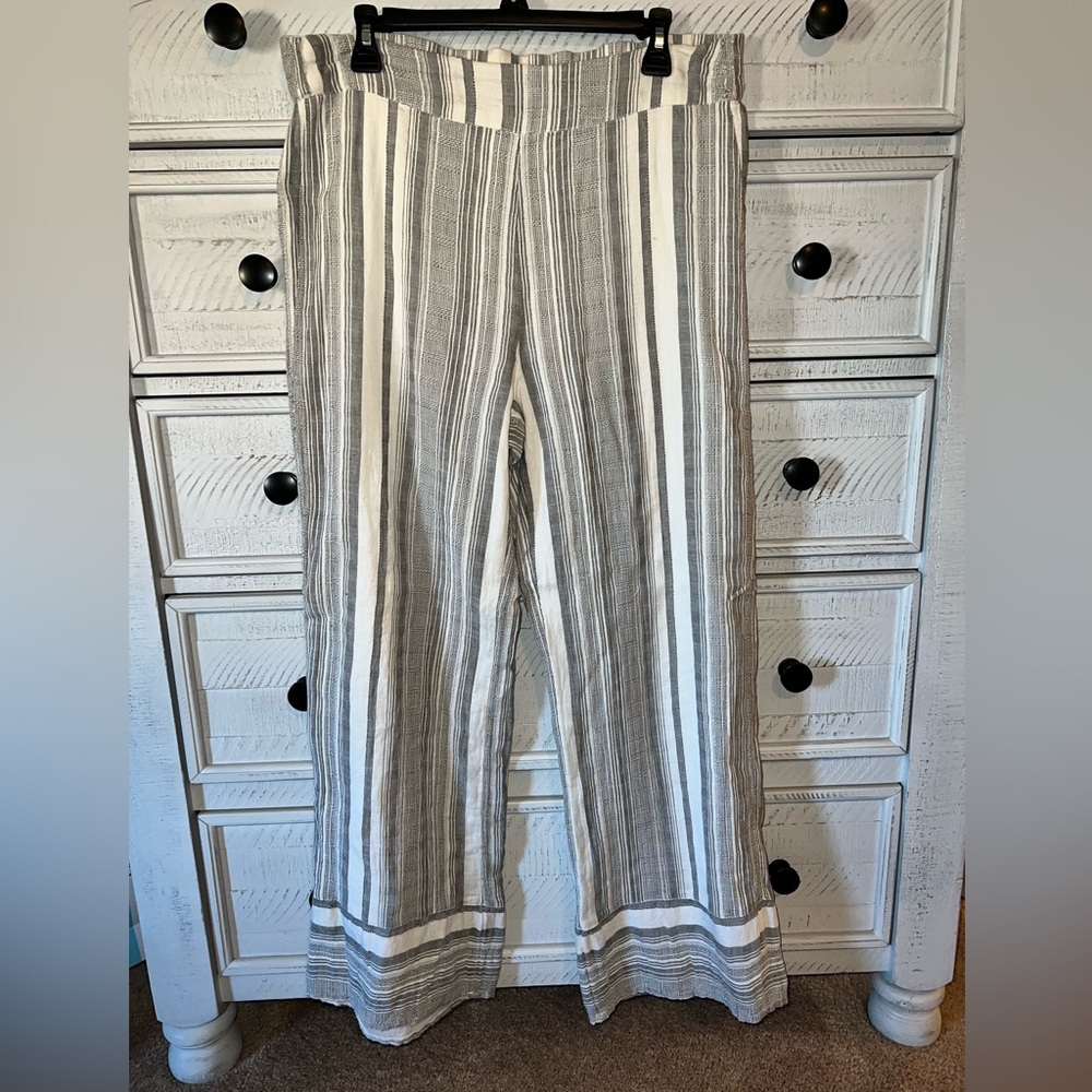 Express Striped Linen Wide Leg Pants